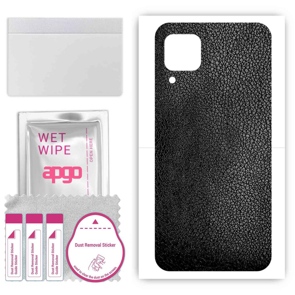 apgo Protective Skin Sticker for the Back Compatible with Huawei Nova 6 SE, Wrap Film, Foil, Vinyl - Pattern Black Leather