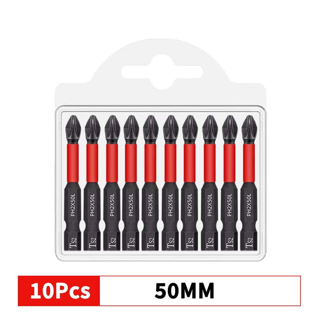 10/20PCS Impact Magnetic Batch Head Non-Slip PH2 Cross Screwdriver Tip Drill Bit Set High Torque Hard Screw Alloy Steel 25/50mm