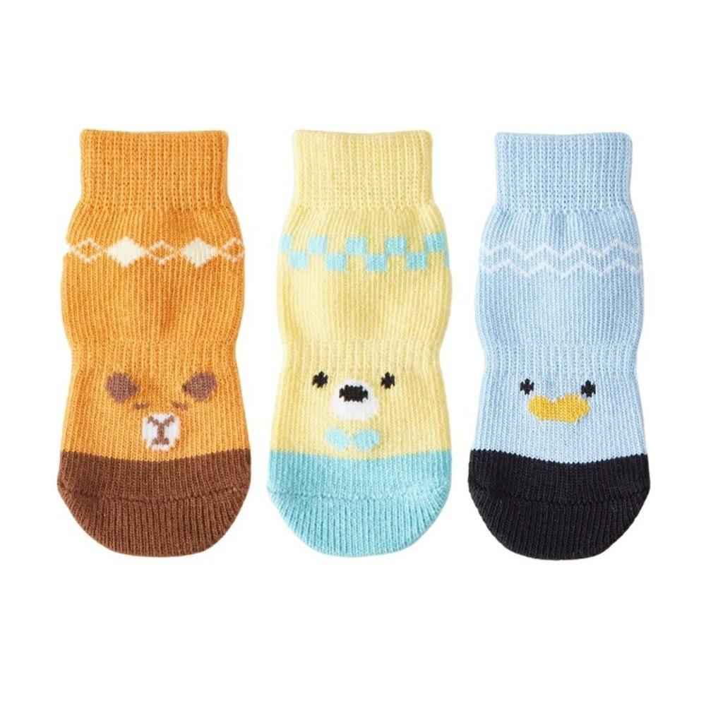 4PCS Cartoon Print Pet Paw Protectors Cotton Pet Socks New Dog Socks  Indoor Use