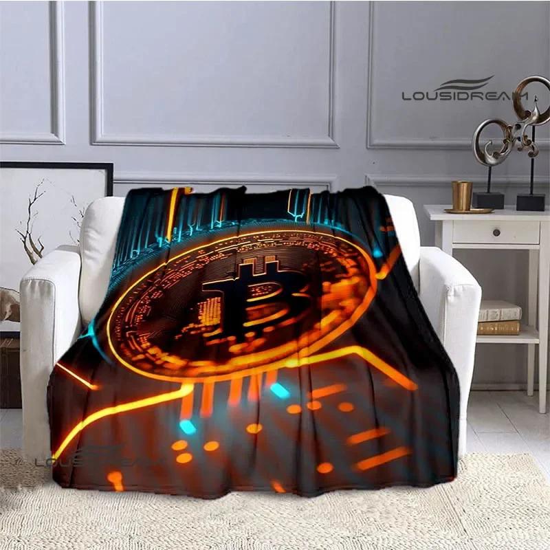 Одеяло Bitcoin Fashion Printed Детское теплое одеяло Мягкое уютное одеяло из фланели Одеяло для дивана-кровати Дорожное одеяло Подарок на день рождения