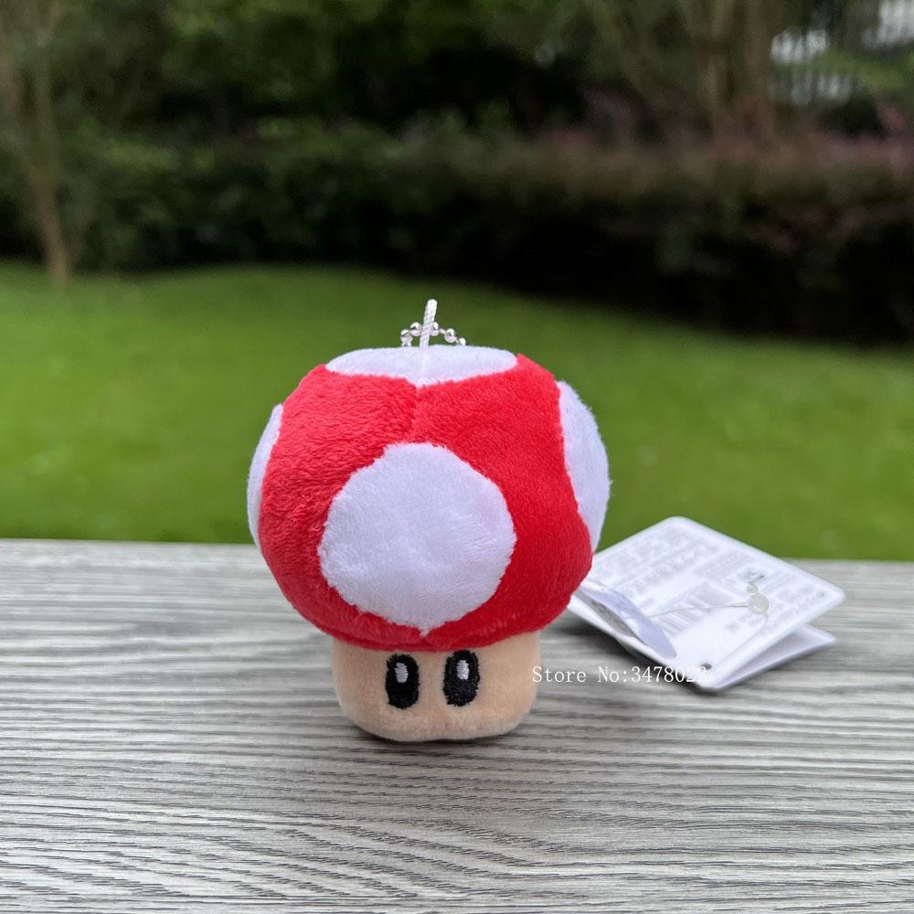 7cm Super Mario Bros Plush Cute Toad Mushroom Red Blue Stuffed Toy Keychain Soft Doll