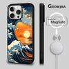 Чехол для телефона «Большая волна в Канагаве» для iPhone 16e, 16, 15, 14, 13, 12, 11, Plus, Pro, Max, Mini с магнитной беспроводной зарядкой MagSafe