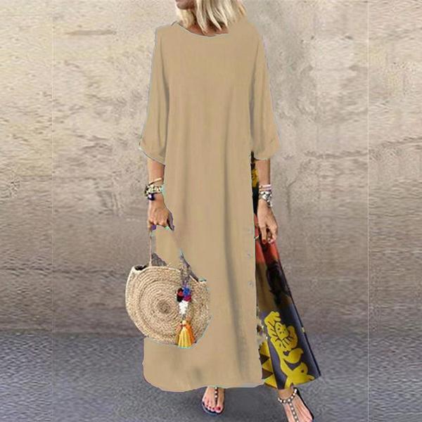 Plus Size Women’s Fashion Casual Loose Dress Big Swing Half Sleeve Long Dress Floral Holiday Maxi Dress Vestidos Longos Robe