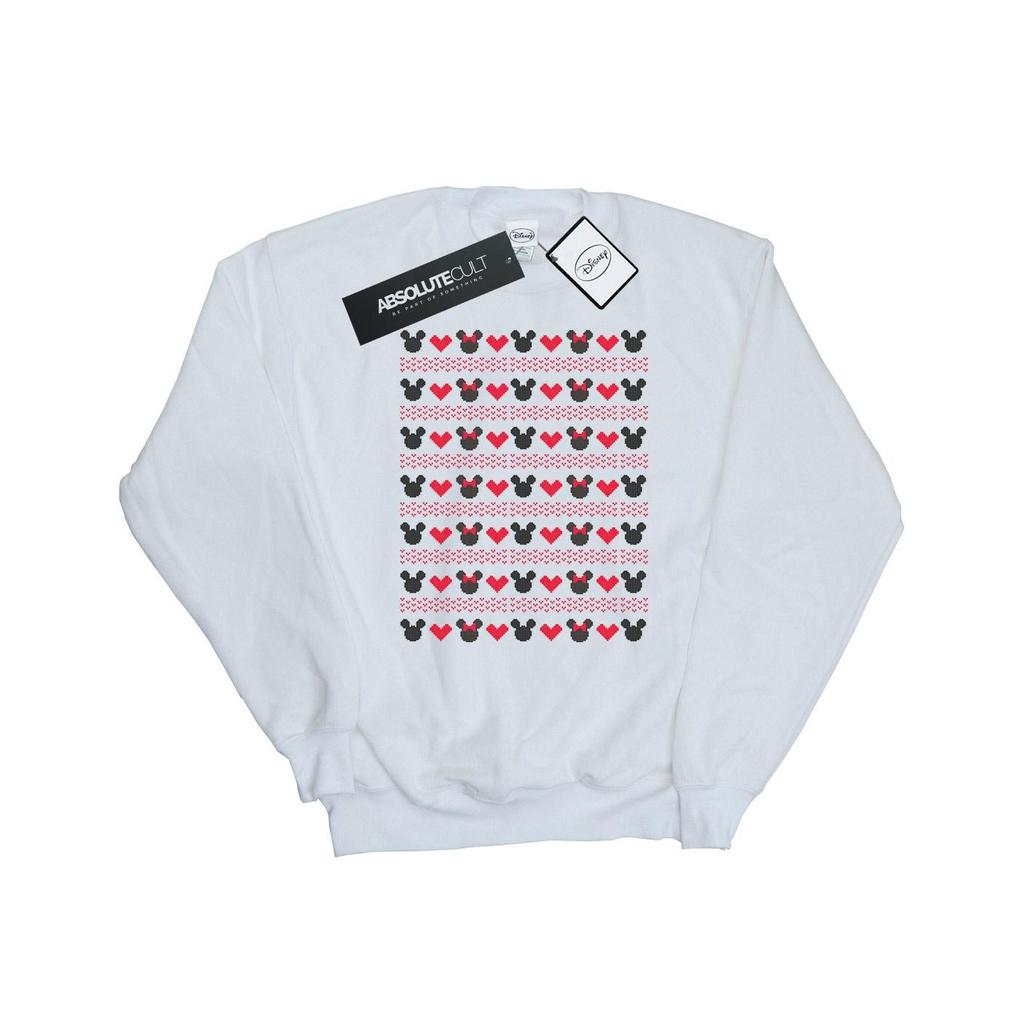Disney Womens/Ladies Mickey And Minnie Christmas Hearts Sweatshirt