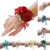 1PC Corsage Bracelet Elegant Non-Fading Silk Rose Wrist Flower Wedding Suit Corsage Pins Groom Boutonnier Bridesmaid