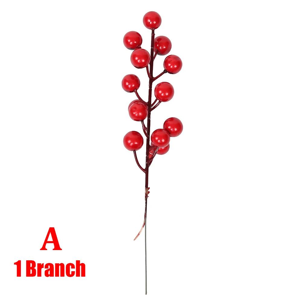 1/30 Branches Dense Berries Artificial Flowers Bouquet Red Holly Berry Stamen Plants Xmas Tree Christmas Party Home Decor