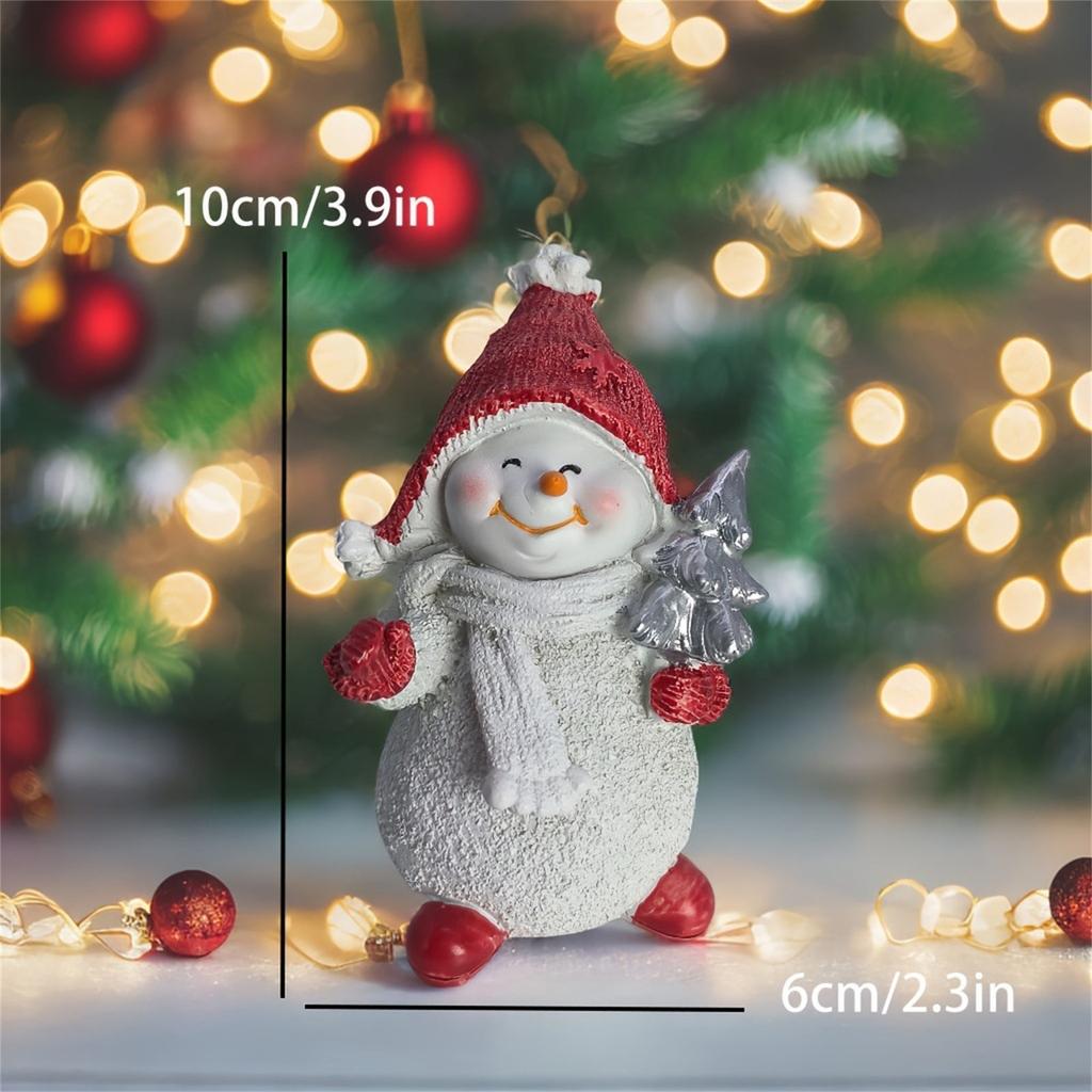 Всепогодная Статуэтка Снеговика Маленькая Смоляная Фигурка Снеговика Рождественское Украшение для Стола, Камина, Прихожей
