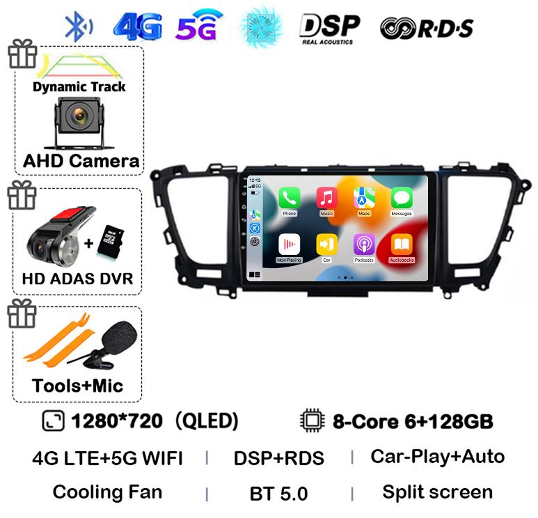 Автомагнитола Android 14 Carplay Auto для Kia Carnival YP Sedona 2014 2015 2016 2017 2018-2020 4G WIFI Мультимедийный плеер GPS Стерео