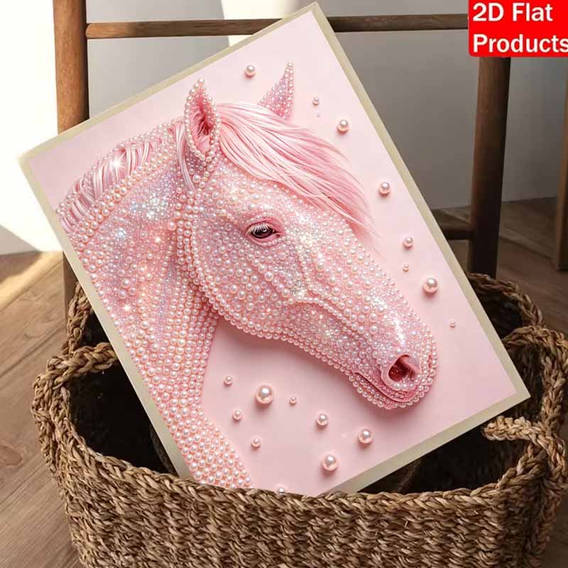 5D DIY Pearl Art Kit Pink Horse Themed Decor. Home Wall Decoration