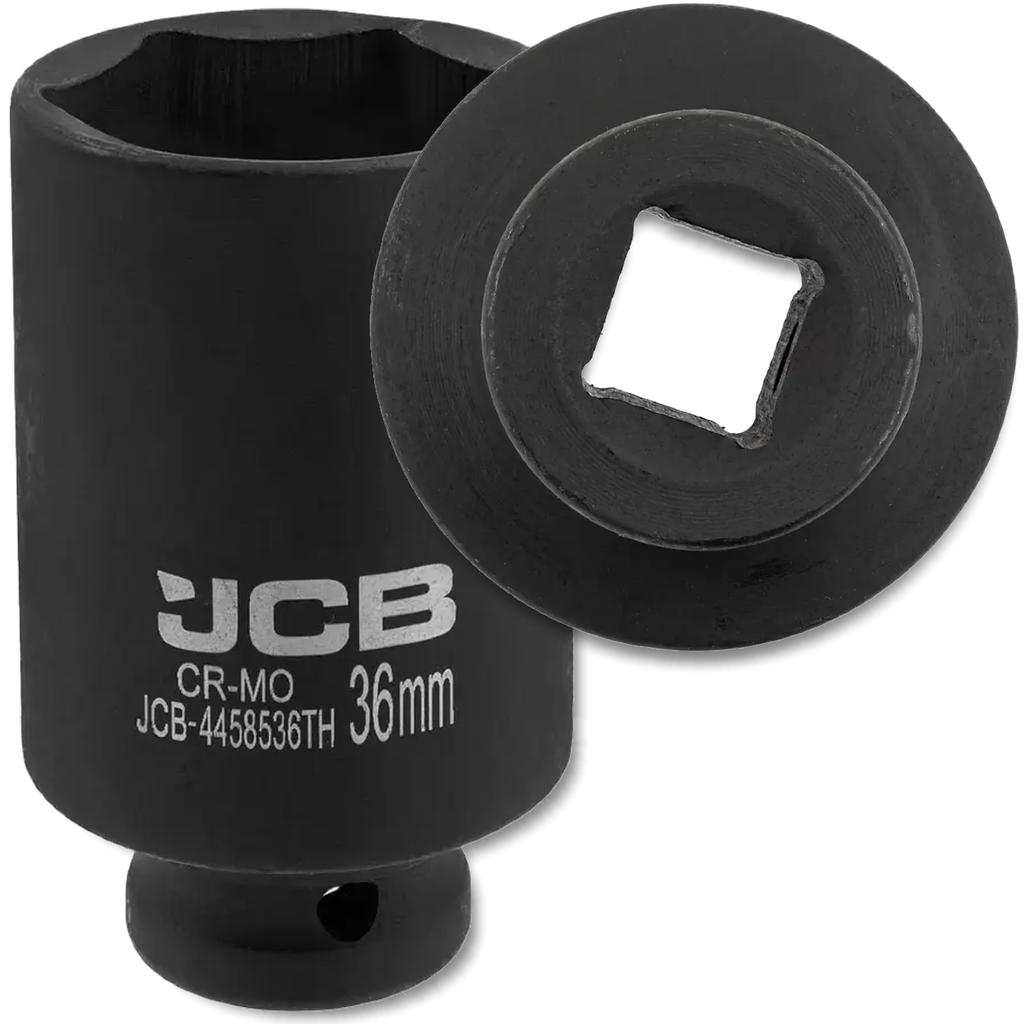 JCB 1/2" Cr-Mo 6-point deep impact socket, thin-walled, 36mm