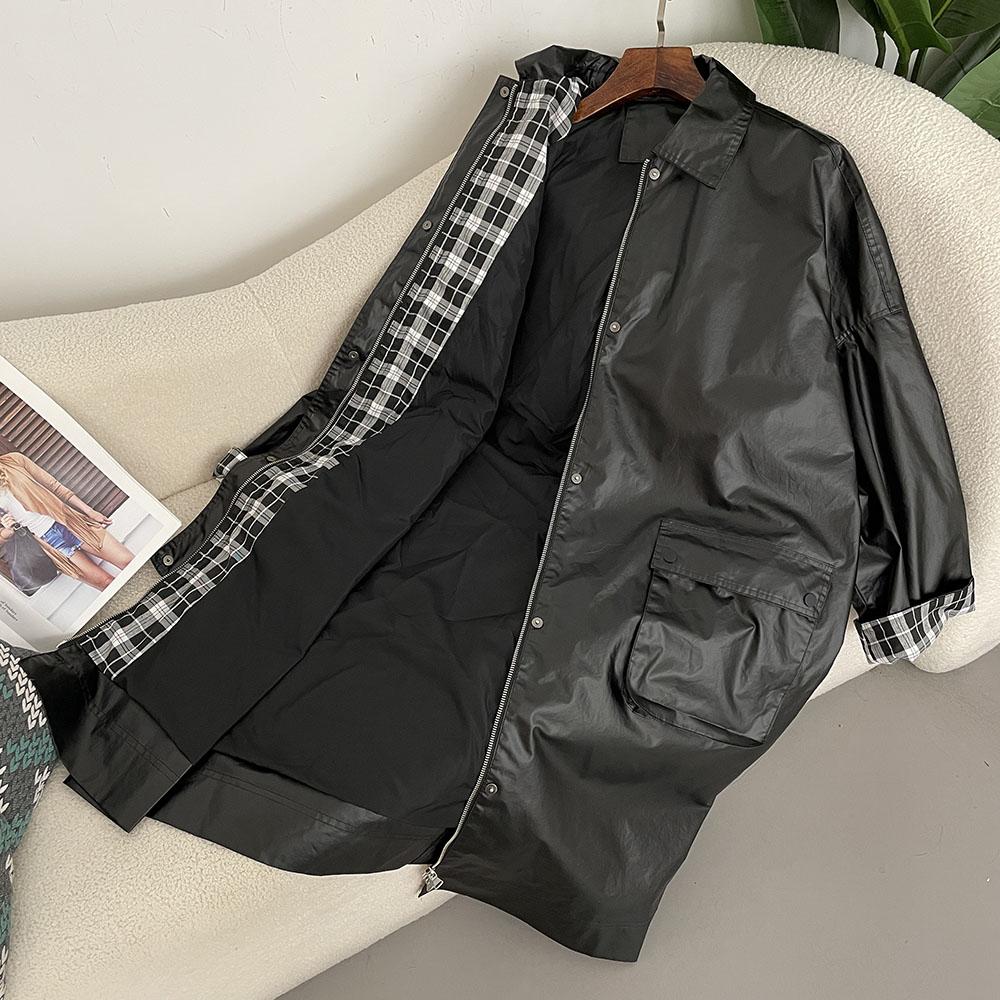 OFTBUY Длинная женская винтажная свободная короткая куртка из искусственной кожи с поясом, мотоциклетная куртка, женская на молнии, ретро-байкерское пальто, верхняя одежда, топы