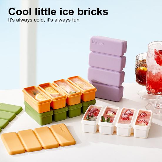 Silicone Ice Cube Tray with Lid Large Ice Mold for Slow Melting Freeze Store Soup Sauce Broth Food-Grade Silicone Freezer Container for Leftovers