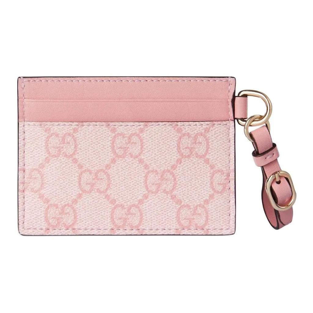 Gucci Бренд GG Emblem культовый принт водостойкая ткань держатель для карт женский светло-розовый