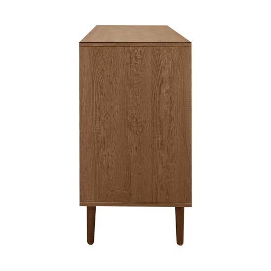 Tea Cabinet Country Style Sideboard with Rattan Doors, 130 x 75.5 Pantry 40cm Magnetic Lock, Adjustable Shelves, Sturdy Structure, Versatile