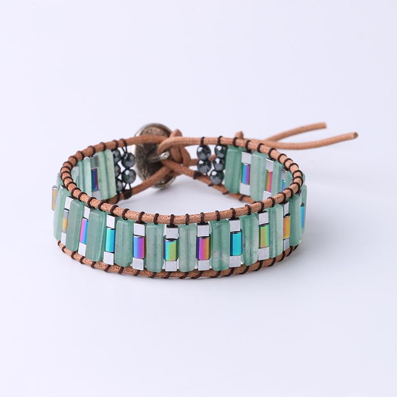 Длинный квадратный браслет из бисера в национальном стиле, ручной работы, браслет из натурального камня, женский браслет