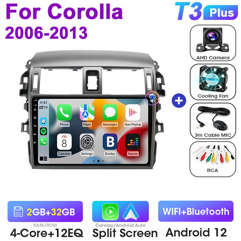 Android 12 Автомобильное радио для Toyota Corolla E140/150 2006 - 2013 GPS Carplay Auto 2 Din Stereo интеллектуальные системы Smart Autoradio