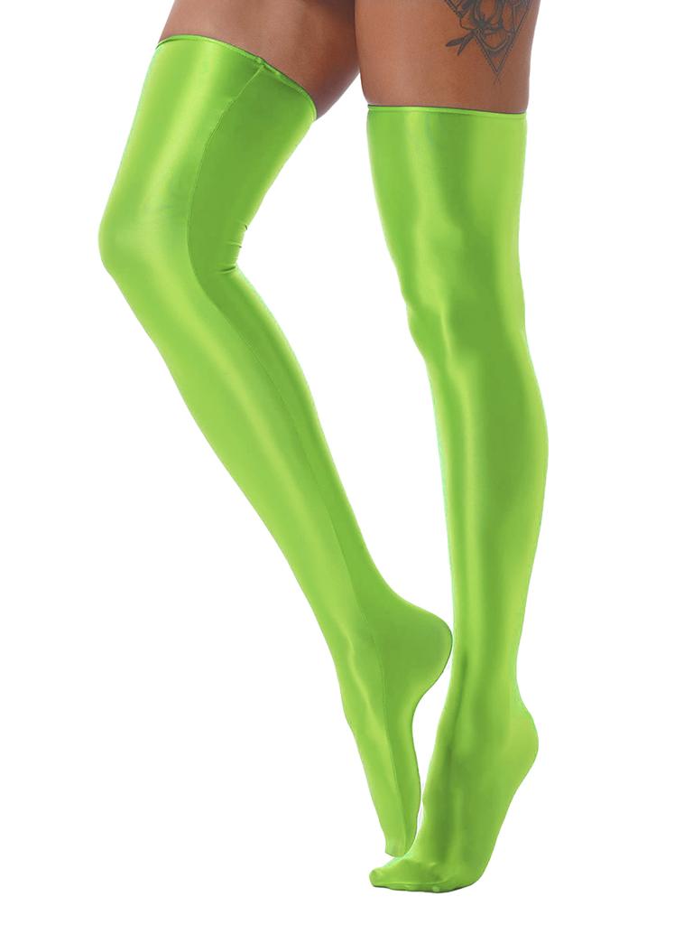 Female Lingerie Over Knee Socks Thigh High Stockings Solid Oil Shiny Smooth Elastic Stockings Women Knee High Socks