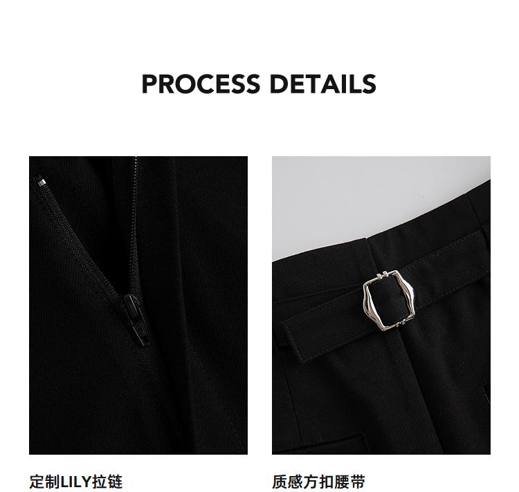 LILY wool black wide leg pants long pants