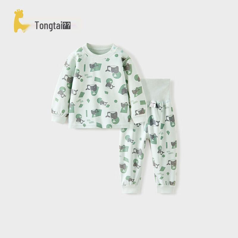 TONGTAI Детский комплект пижамы из чистого хлопка с длинным рукавом и высокой талией