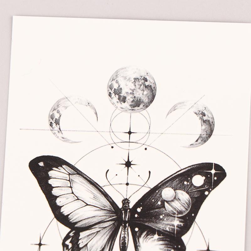 Водонепроницаемые временные тату-наклейки Бабочка Роза Каваи Переводная Флеш-тату Женщины Шея Рука Боди-арт Поддельные Татуировки Мужчины