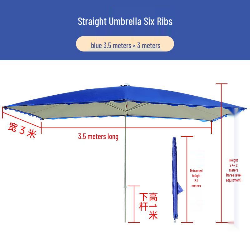 Large Rectangular Folding Patio Umbrella with Canopy Sun Protection