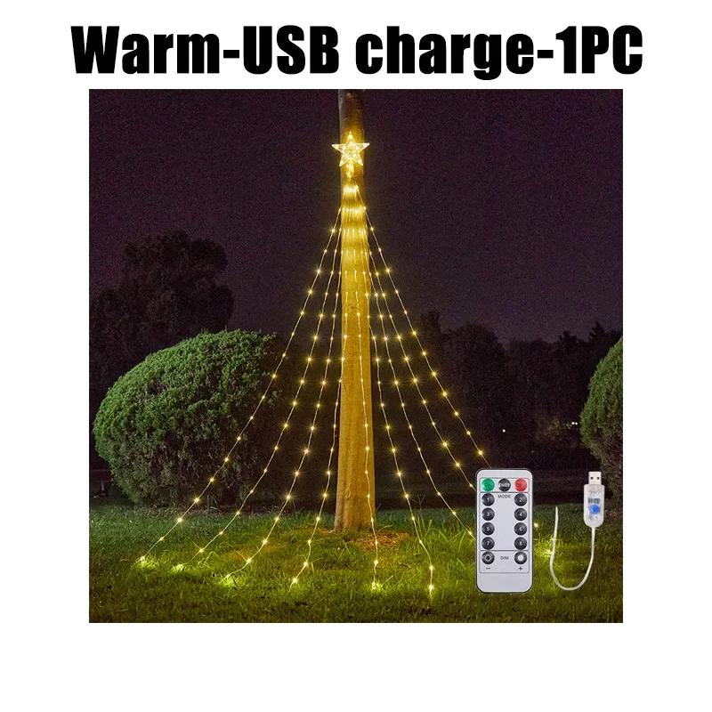 3M 288LED Star Waterfall Lights с 8 режимами питания от USB и дистанционным управлением Кемпинговый светильник для дома и улицы Рождественские гирлянды