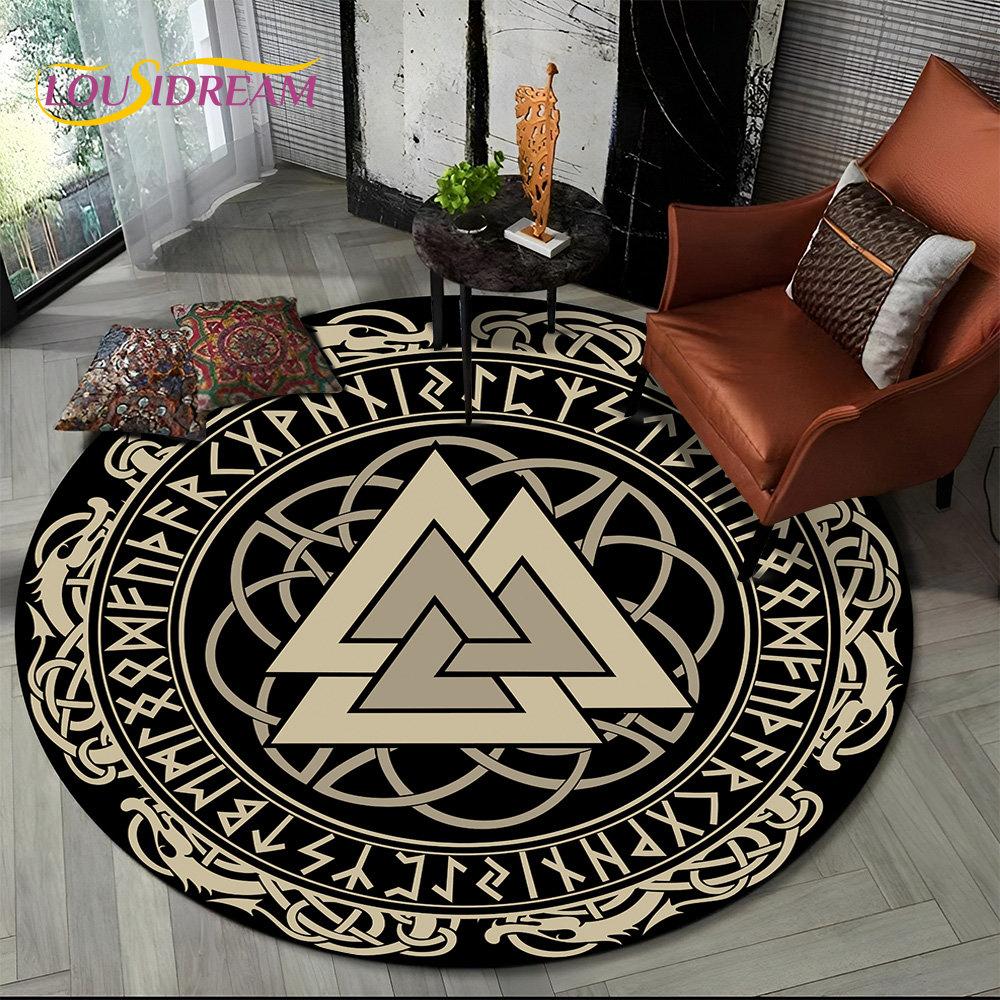 Viking Valknut Yggdrasil Tree of Life круглый ковер, ковер для гостиной, спальни, дивана, декор игровой комнаты, нескользящий напольный коврик