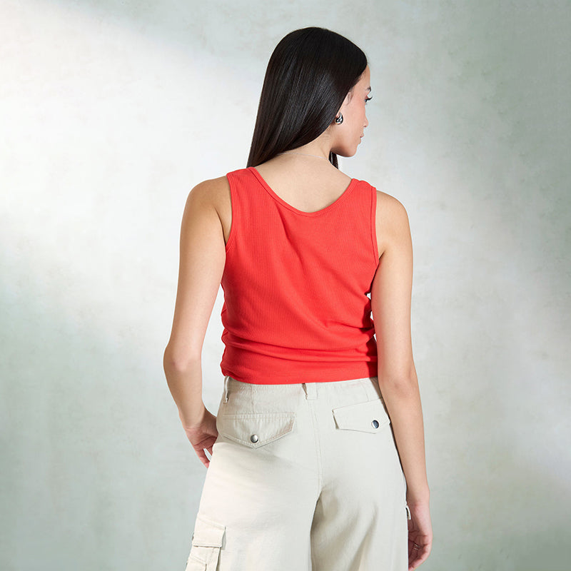 Virgio Женский укороченный топ без рукавов Slim Fit Scoop