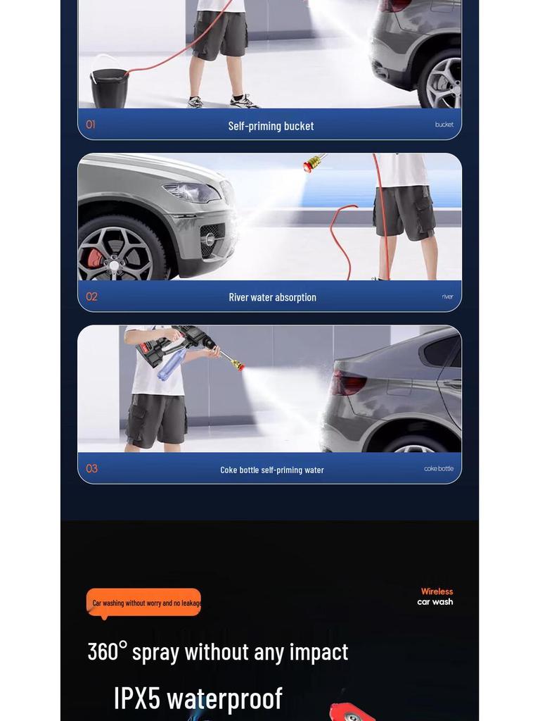 Электрический беспроводной пистолет для мойки автомобилей высокого давления