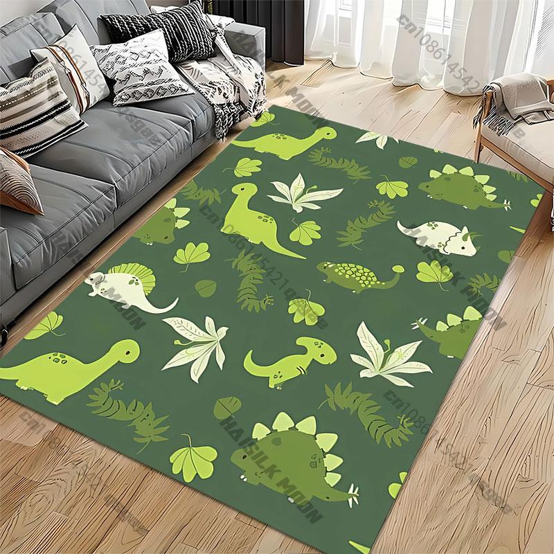 Cute dinosaurs and green leaves carpet Yoga living room room decor children's crawling mat doormat area rug games mat