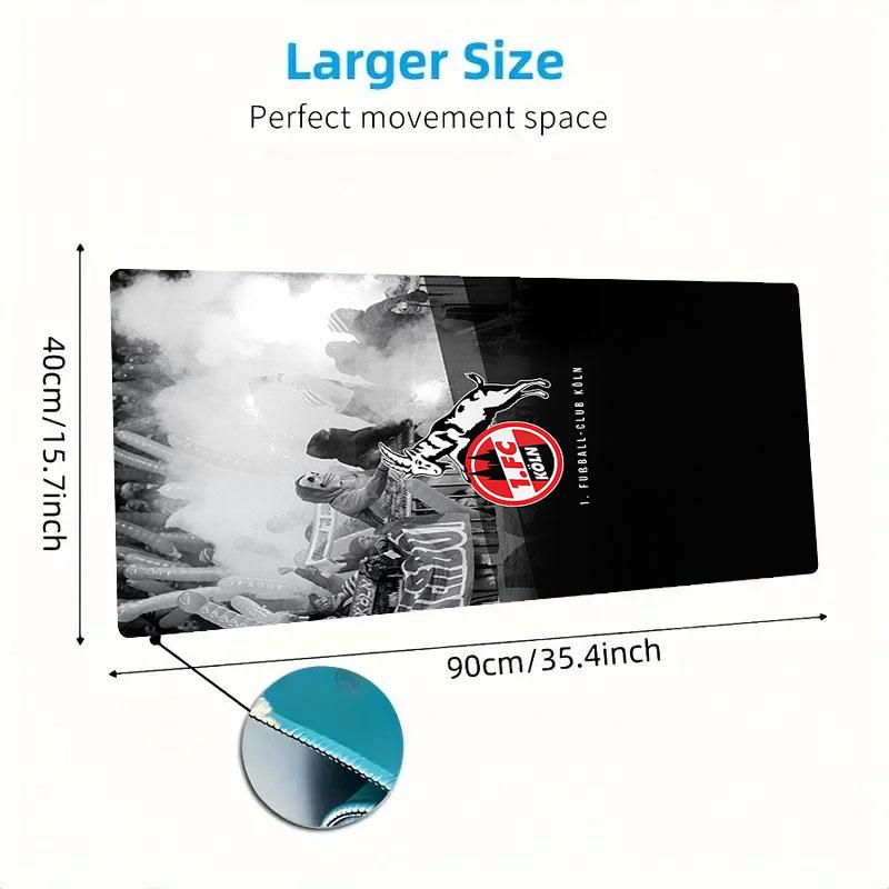 Köln FC Mouse Pad, Large Gaming Desk Mat, Non-slip XXL Mousepad for Laptop & Tablet, Mini PC Playmat with Stitched Edges