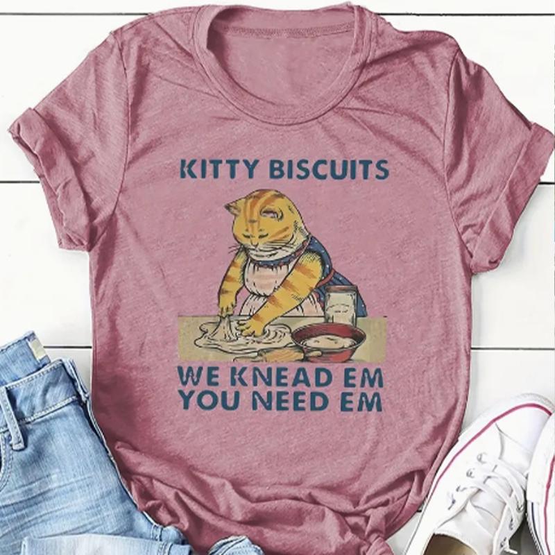 Fashion Women Housework Cat Print T Shirt Funny Casual O-neck Short Sleeves T-shirt Summer Female Tee Shirt