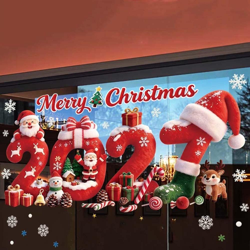 Removable PVC Christmas Window Sticker Double Sided Static Film Clings Home Kitchen