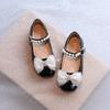 Children Leather Shoes Round Toe Glossy Girls Black Performance Shoes with Sweet Bow 2024 New Kids Flat Shoes Soft Sole Non-slip