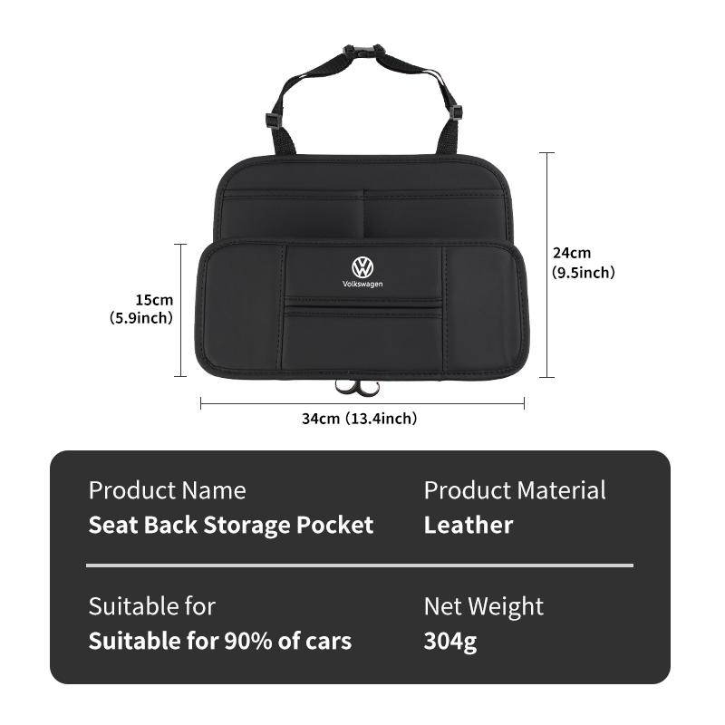 For Volkswagen VW Leather Car Back Seat Hanging Pocket Waterproof Storage Bag Polo Jetta Sagitar Magotan Passat B5 B6 B7 CC zg8