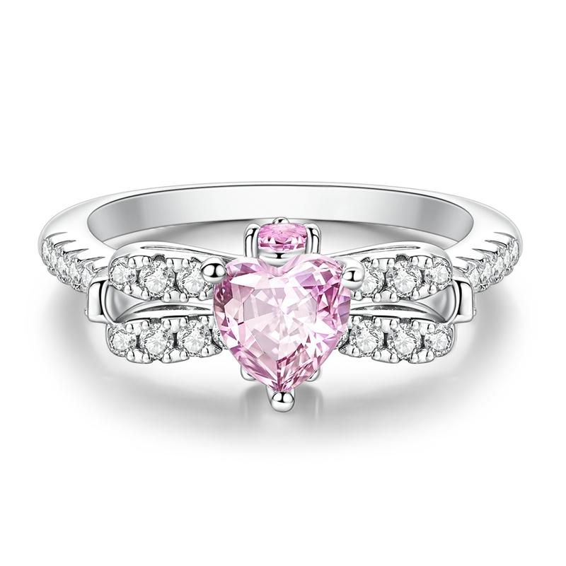 Новый дизайн Кольцо из серебра 925 пробы с розовым цирконом в форме сердца Бесконечность Кольца на палец для женщин Высококачественное Свадебное украшение Подарок