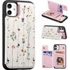Flower Wallet Cards Holder Flip Leather Case for IPhone 16 15 13 12 11 Pro Max 14 Plus 16Pro 15Pro 16e RFID Blocking Phone Cover