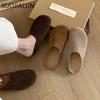 Fashion SUOJIALUN 2025 Autumn Women Flat Heel Mules Shoes Fashion Genuine Leather Round Toe Slip On Slipper Soft Casual Sandal Slides Sh