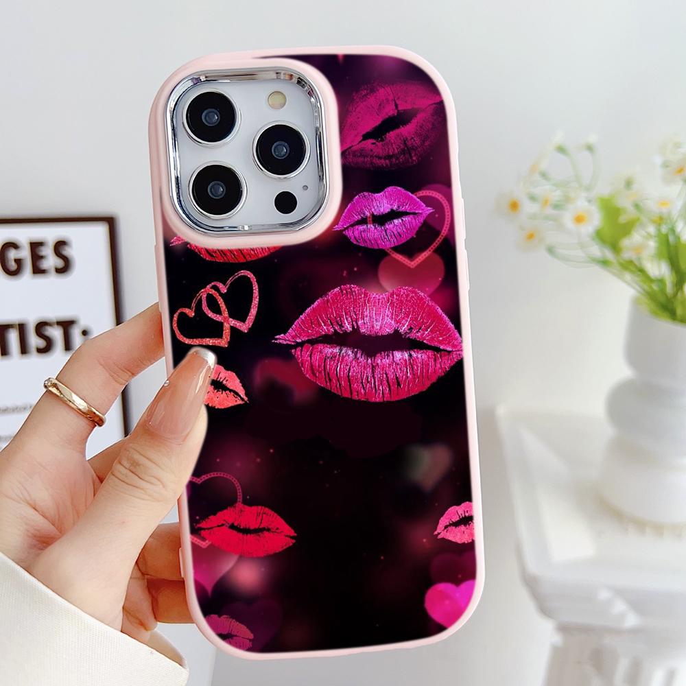 LZ23 Lips Kiss Heart Design Art Soft Phone Case for Samsung S24 Ultra S23 Plus S21 A16 A54 A34 A05 Infinix Hot 40 30i Lens Protection Shockproof Cover