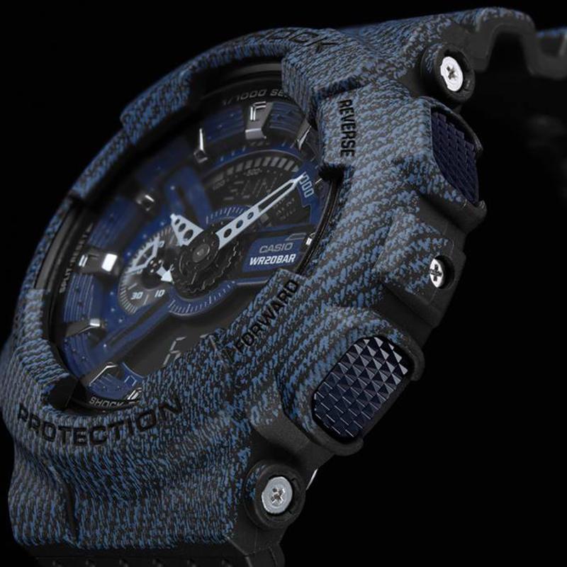 Casio G-Shock Серия 'Джинсовая Тема' Ударопрочный, Антимагнитный Водонепроницаемый Механизм, Кварцевый Механизм, Ремешок из Смолы, Японские и Корейские Часы, Мужские GA-110DC-1A