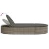 Double Sun Lounger with Cushions Gray Poly Rattan