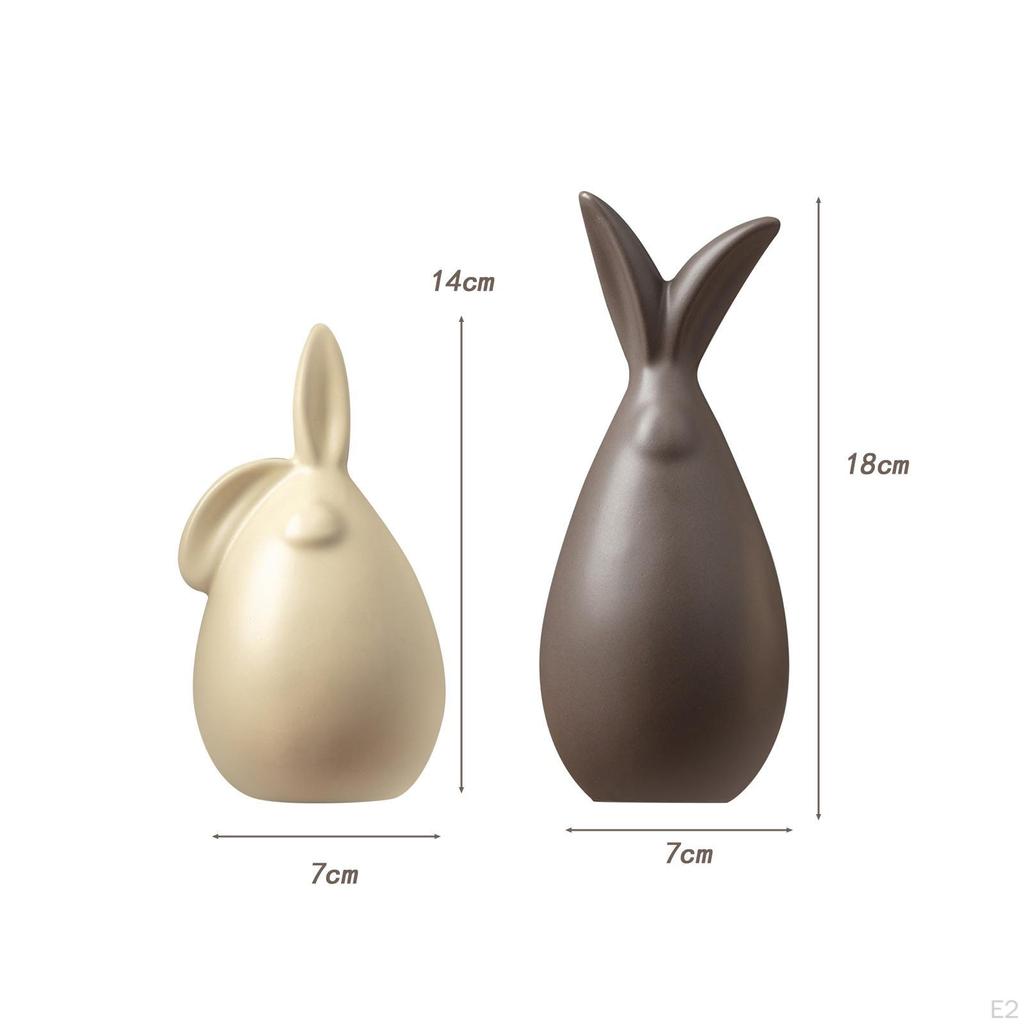 2x Bunny Figurine Rabbit Statue Table Centerpiece Desk Ornament Sculpture for Indoor Hallway Bedroom