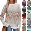 Fashionable Women's Long Sleeved Gradient Floral Print Lightweight Sweater With Loose Round Neck Top