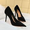 Bigtree Fashion Thin Heel 10.5CM Super High Heel Suede Shallow Mouth Pointed Sexy Single Shoe