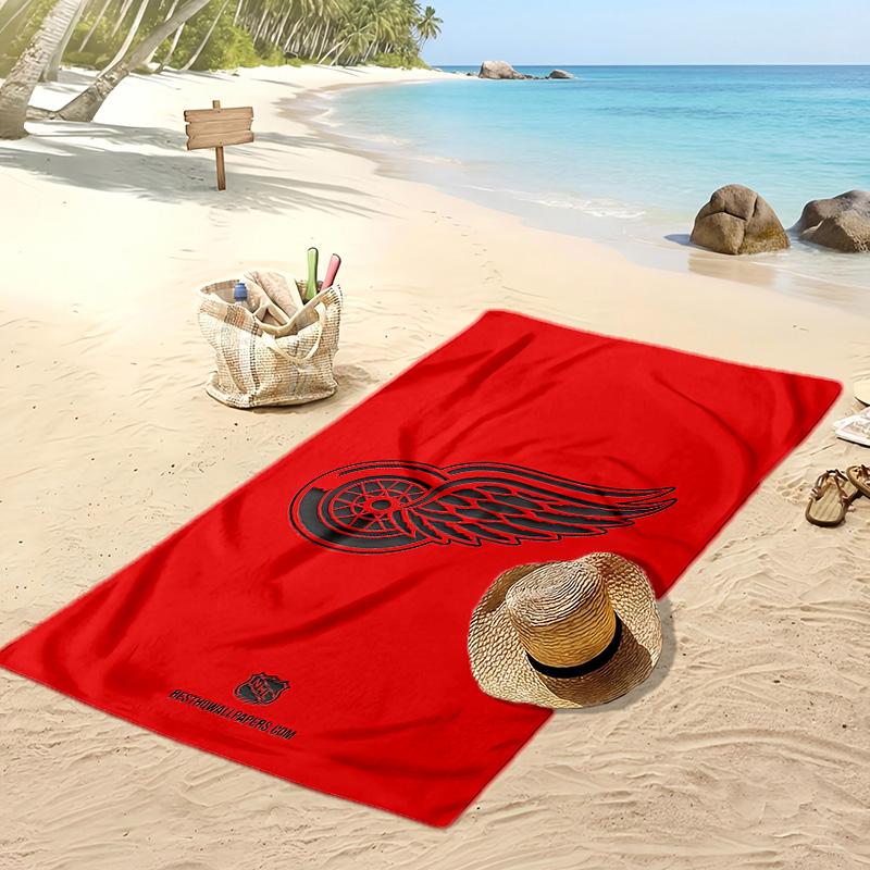 Пляжное полотенце с принтом Detroit Red Wings Мягкое Портативное Быстросохнущее?Сухое полотенце для бассейна, летнего отпуска, активного отдыха на природе