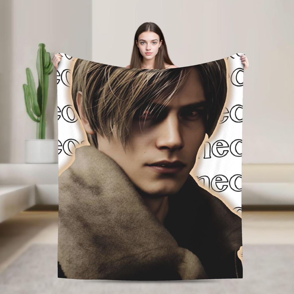 Leon Kennedy Throw Blanket Super Soft Funny Blanket For Couch Chair Travel Flannel Bedspread Bed Cover