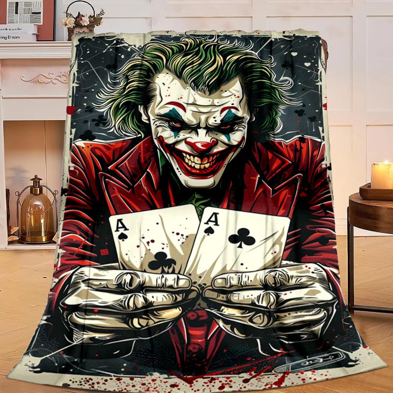 1PC Cool clown Pattern Flannel Blanket Gift, Suitable for Both Men And Women, Soft Ideal for Beds And Sofa, Birthday Or Christmas Gift