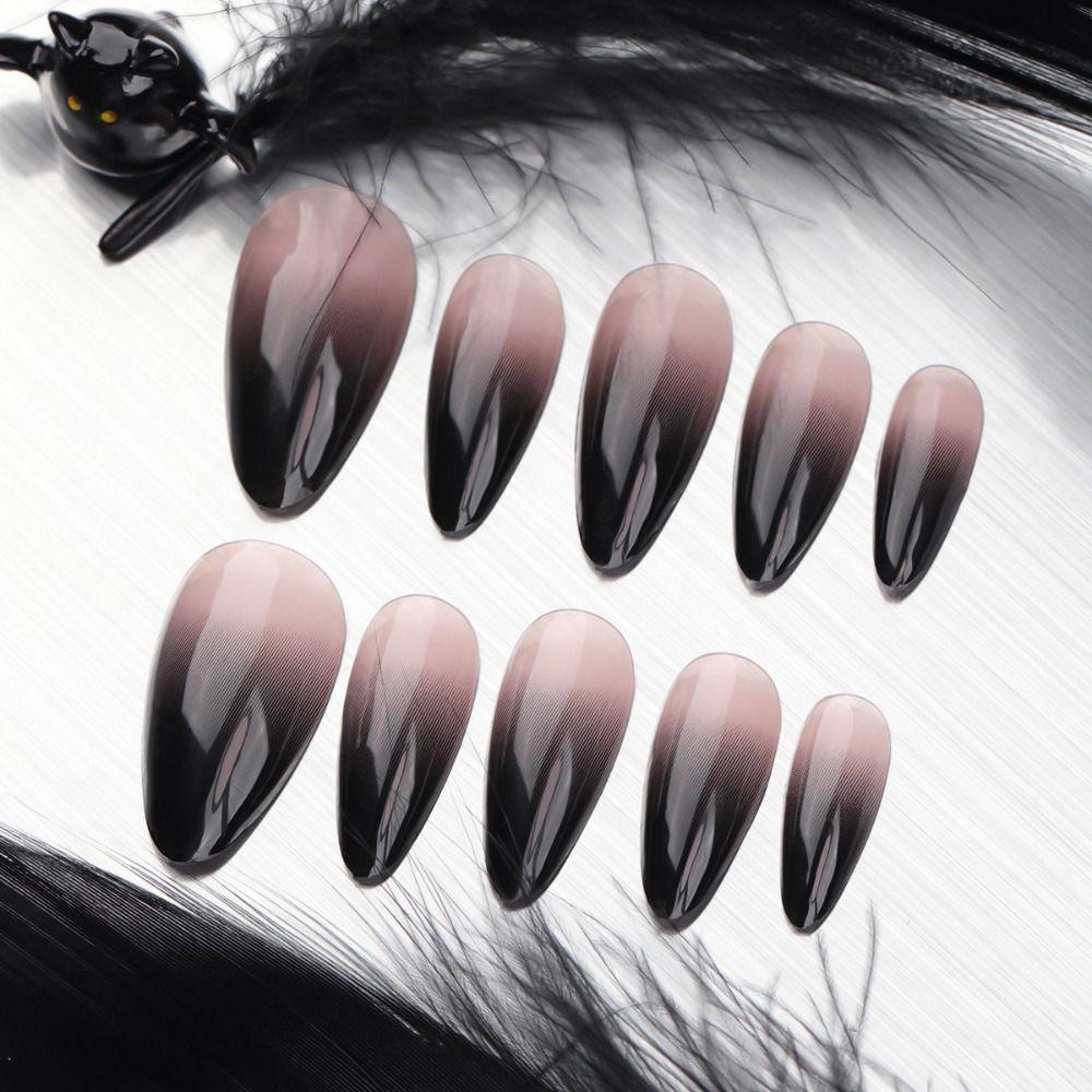 24pcs Stiletto False Nails Long Almond French Nail Tips Manicure Fake Nials  Women