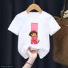 Children's fun T-shirt, Dora the Explorer alphabet printed T-shirt, summer casual Polyester comfortable short-sleeved shirt