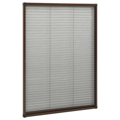 Insect Screen Pleated Blind for Windows Aluminum Brown 80x120 Cm